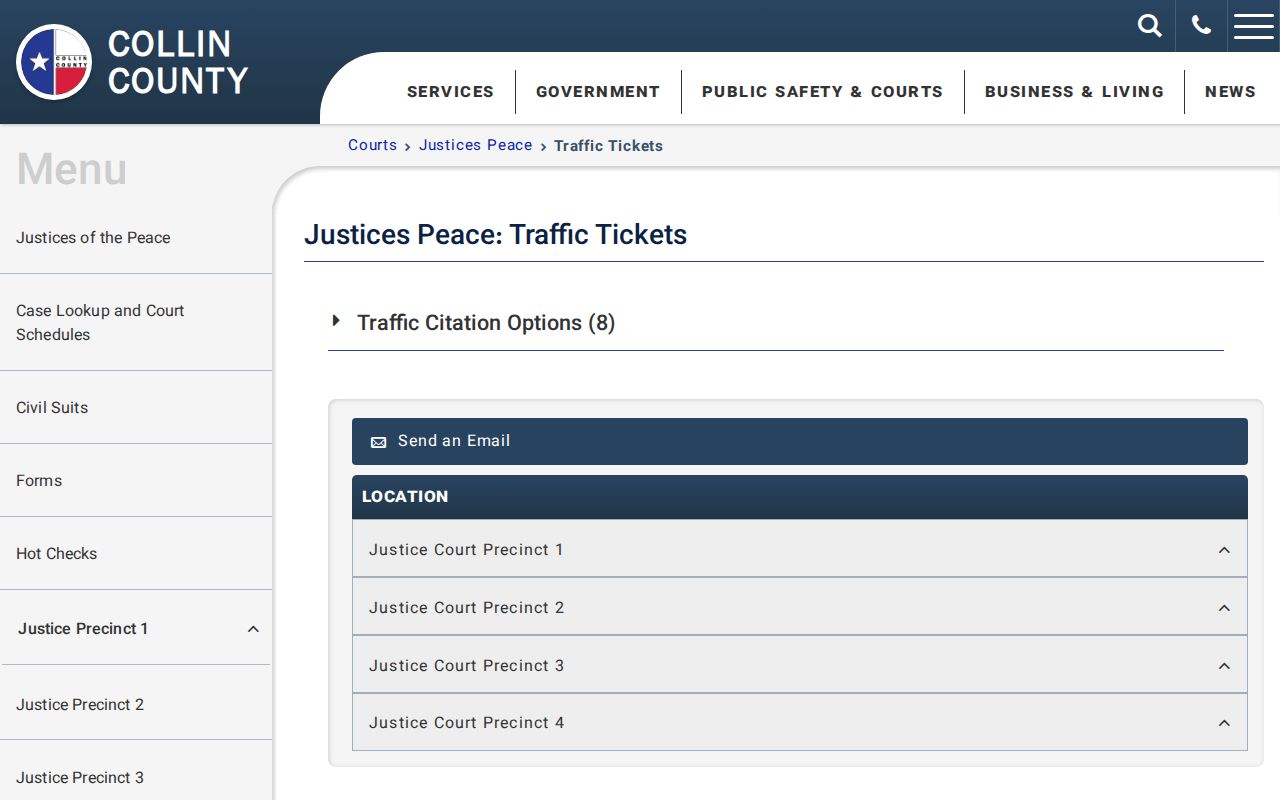 Collin County traffic ticket options and trial rights page