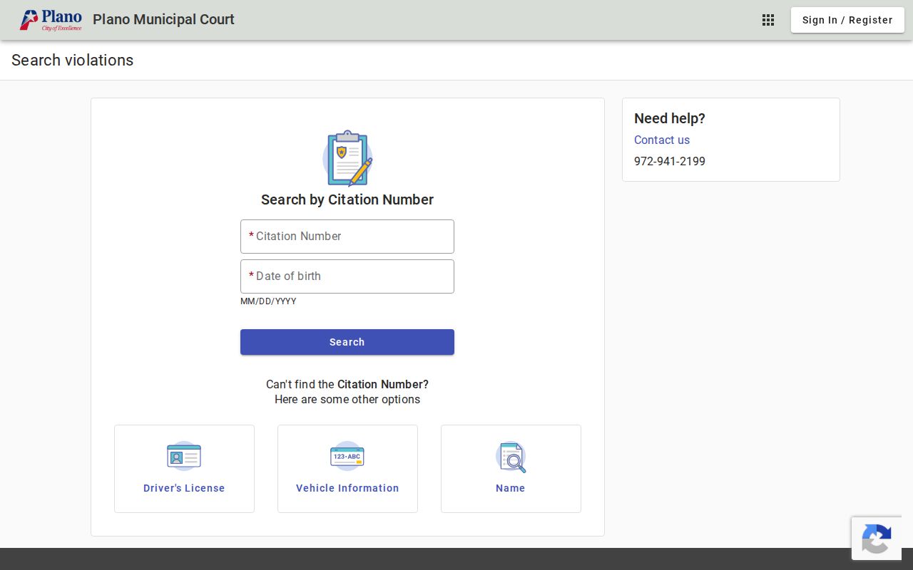 Plano Municipal Court citation search methods